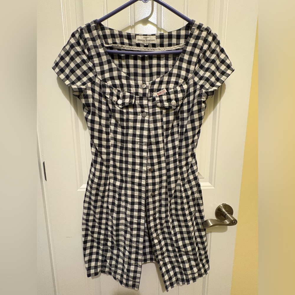 **Vintage 90s** GUESS by Georges Marciano Gingham Button Front Dress